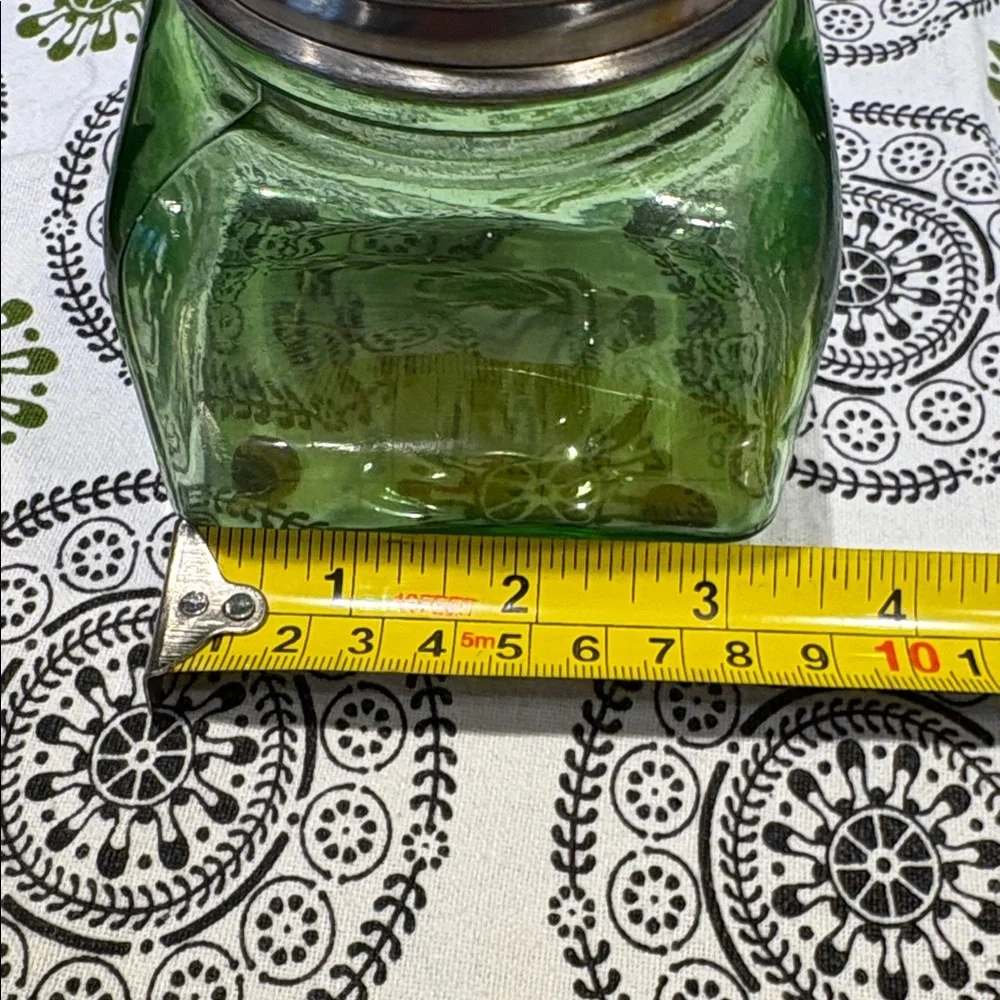 Green Glass  Jar with Metal Lid Size Small